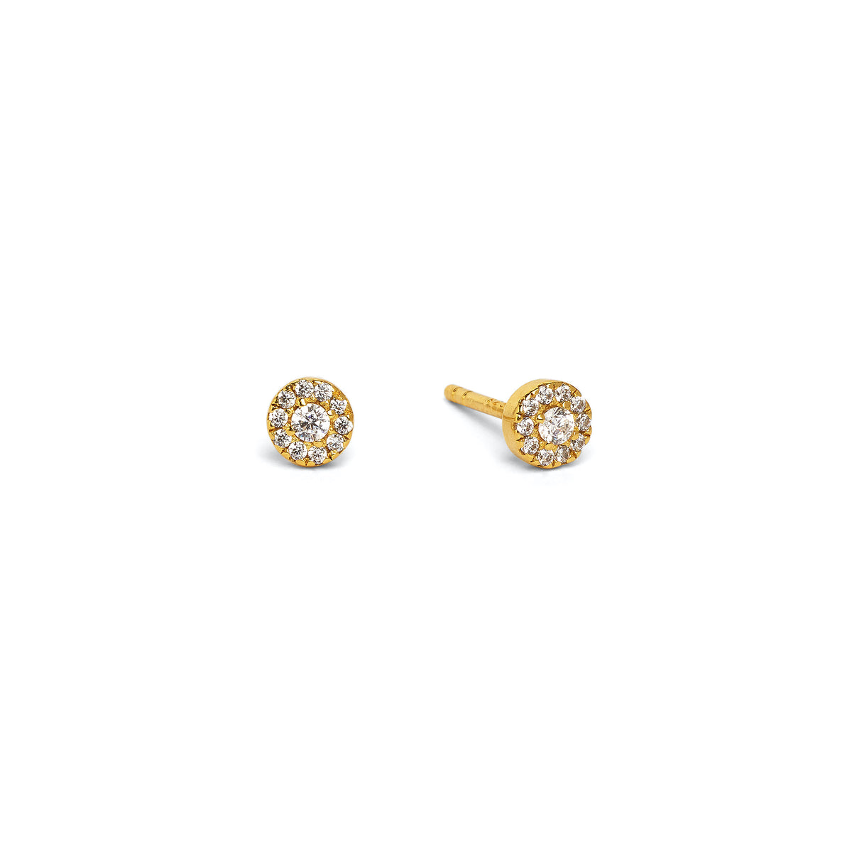 Ohrstecker Franca von BERND WOLF aus 24-Karat-goldplattiertem Sterlingsilber mit Zirkonia, Designlinie Pirouette.