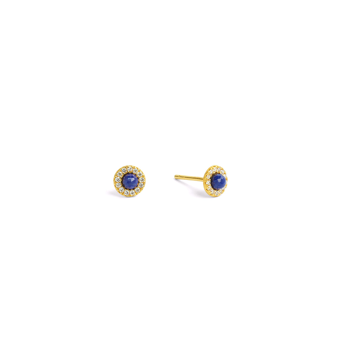 Ohrstecker Arenia von BERND WOLF aus 24-Karat-goldplattiertem Sterlingsilber mit Lapislazuli, Designlinie Sparkling Pavé.