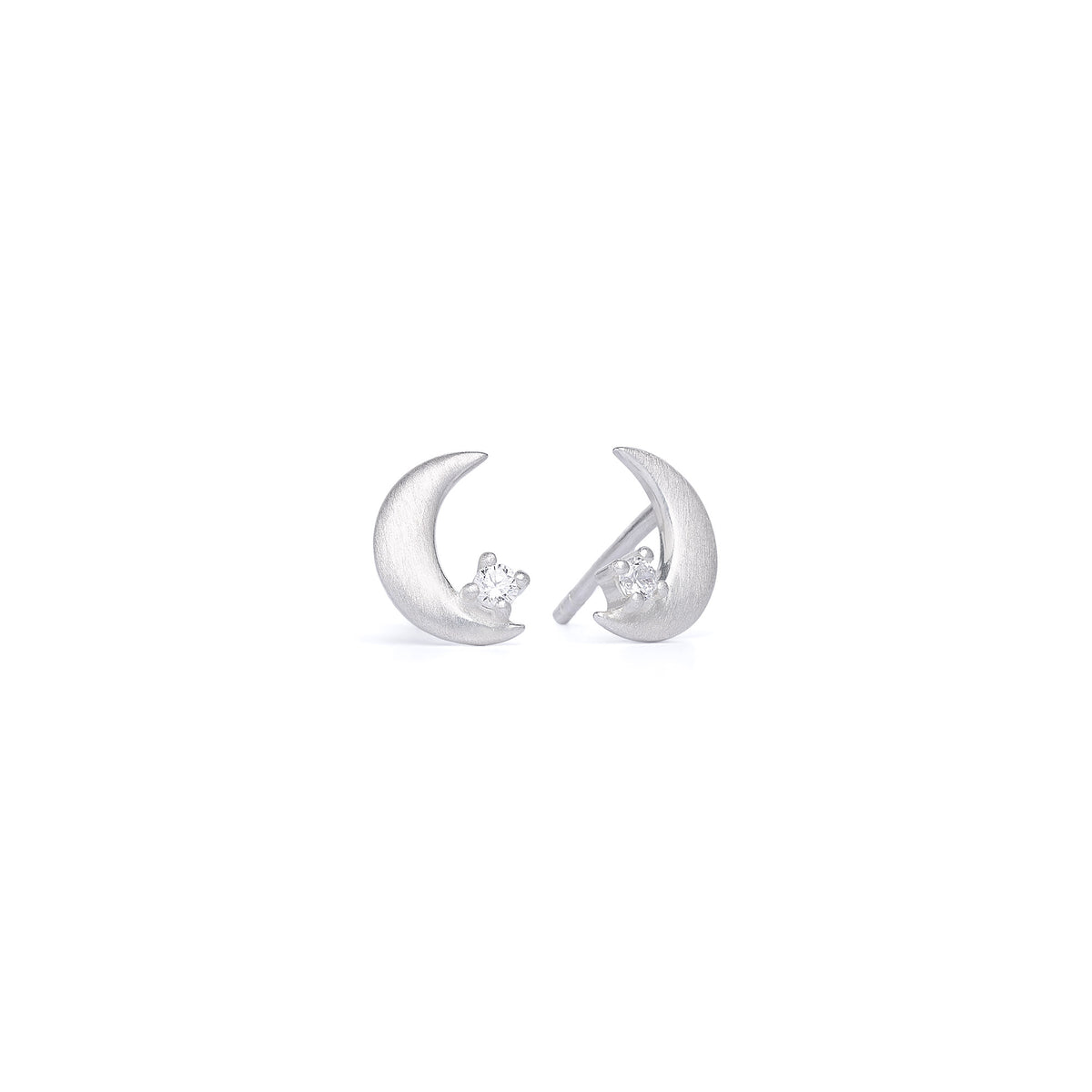 Ohrstecker Mond von BERND WOLF aus 925er Sterlingsilber mit Zirkonia, Designlinie Sun&Moon.