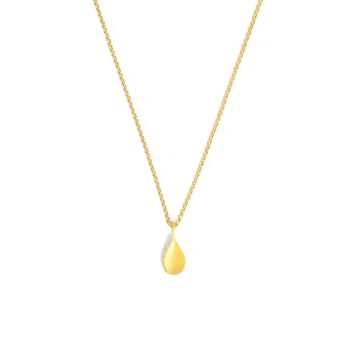 Kette mit Anhänger Aquanica von BERND WOLF aus 24-Karat-goldplattiertem Sterlingsilber mit Zirkonia, Designlinie Aqua.