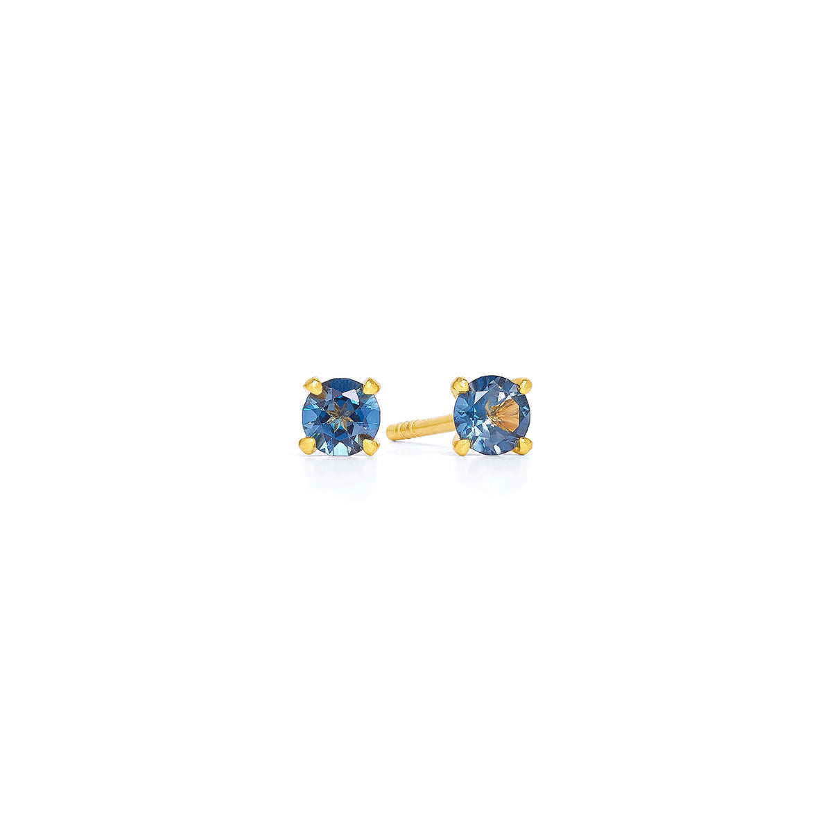 Ohrstecker Brilliani von BERND WOLF aus 24-Karat-goldplattiertem Sterlingsilber mit Topas blau, Designlinie Brilliana.