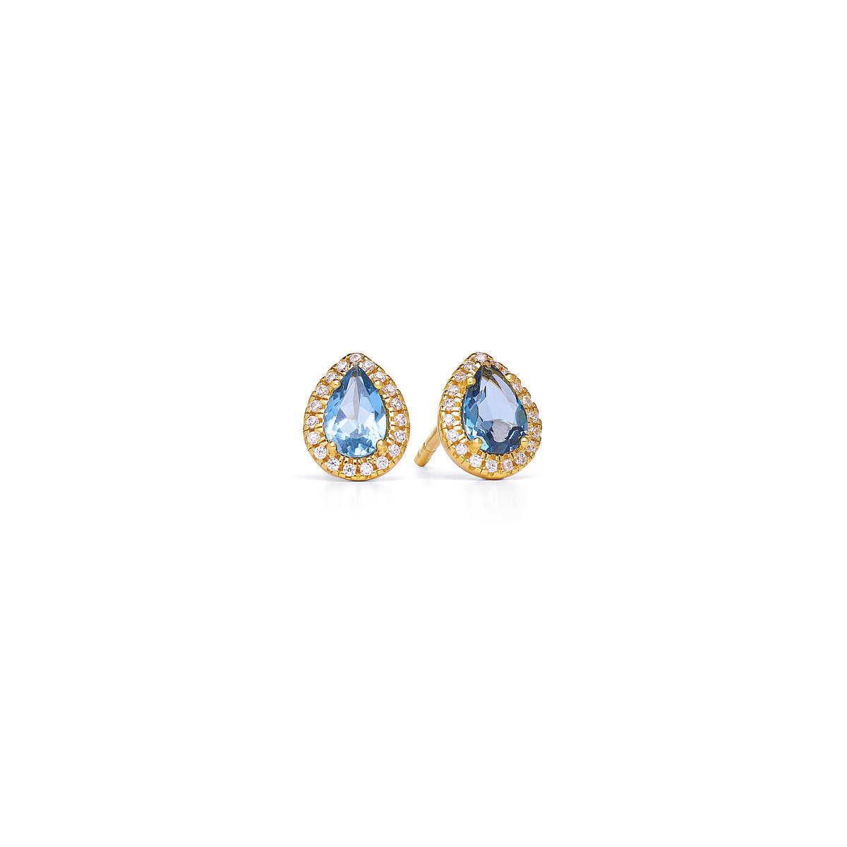 Ohrstecker Marielle von BERND WOLF aus 24-Karat-goldplattiertem Sterlingsilber mit Topas blau, Designlinie Aqua.