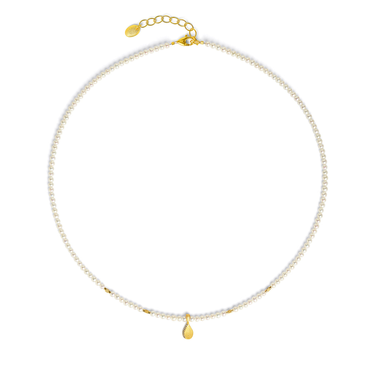 Halskette von BERND WOLF aus 24-Karat-goldplattiertem Sterlingsilber mit Süßwasserperle.