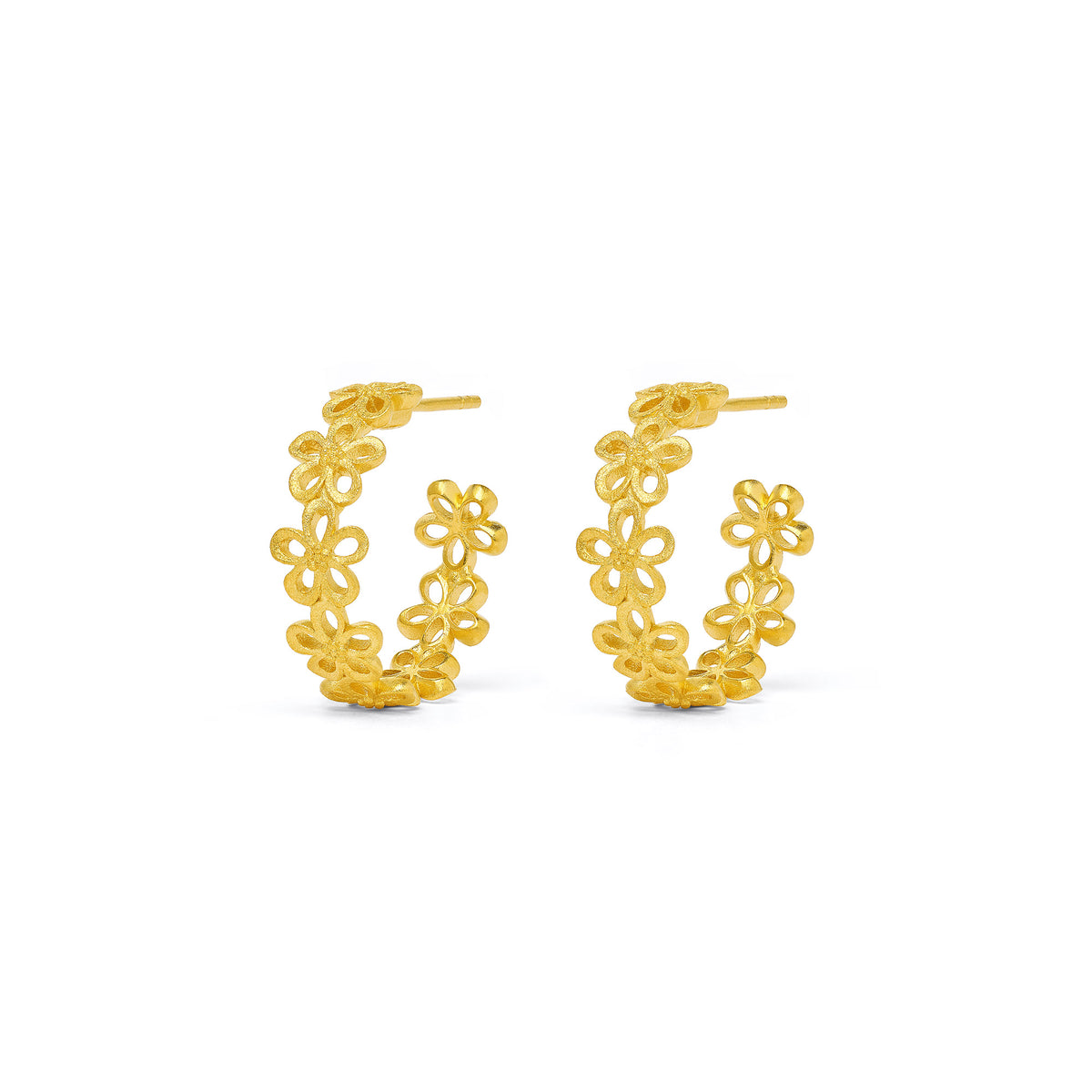 Creolen Cerosi von BERND WOLF aus 24-Karat-goldplattiertem Sterlingsilber, Designlinie Flowertimes.