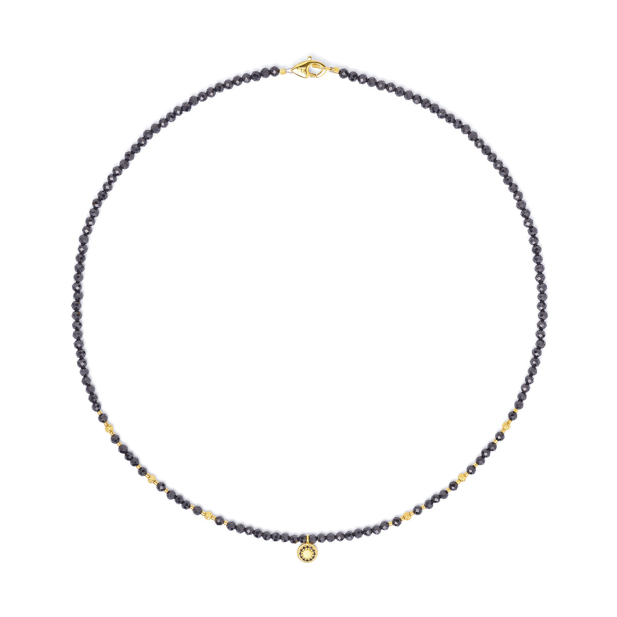 Halskette Sunteni von BERND WOLF aus 24-Karat-goldplattiertem Sterlingsilber mit Spinell, Designlinie Sun&Moon.
