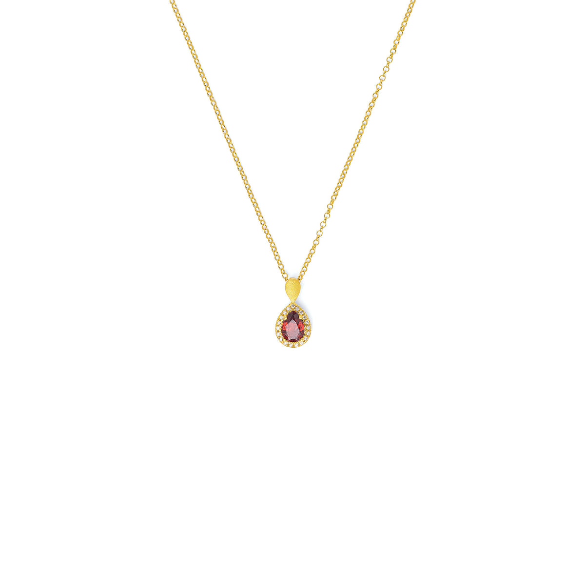 Kette mit Anhänger Antoinetta von BERND WOLF aus 24-Karat-goldplattiertem Sterlingsilber mit Granat, Designlinie Aqua.