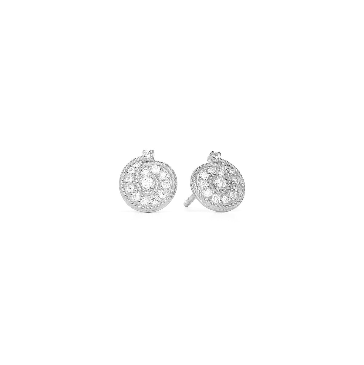 Ohrstecker Spiralbi von BERND WOLF aus 925er Sterlingsilber mit Zirkonia, Designlinie Maritim.