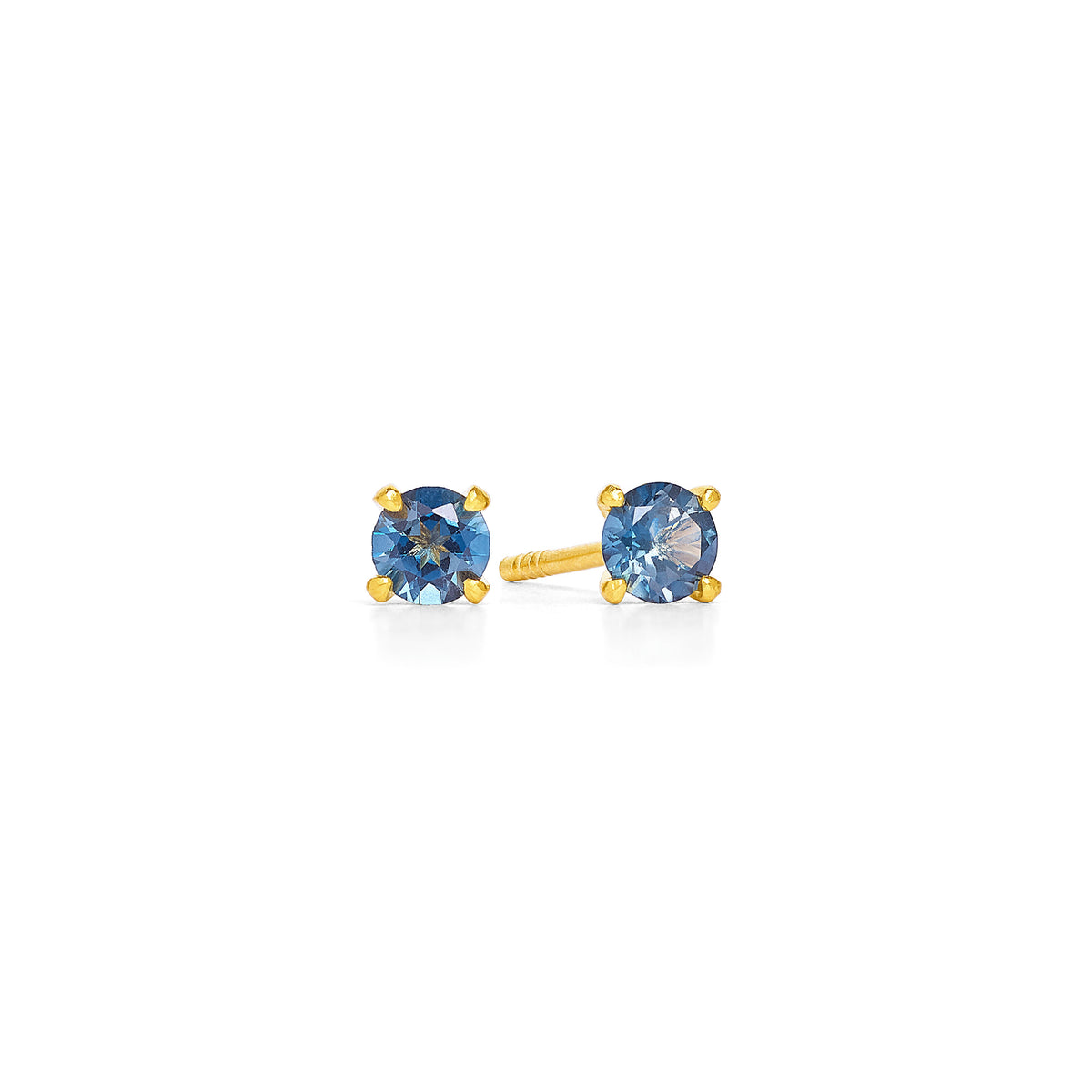 Ohrstecker Brilliana von BERND WOLF aus 24-Karat-goldplattiertem Sterlingsilber mit Topas blau, Designlinie Brilliana.