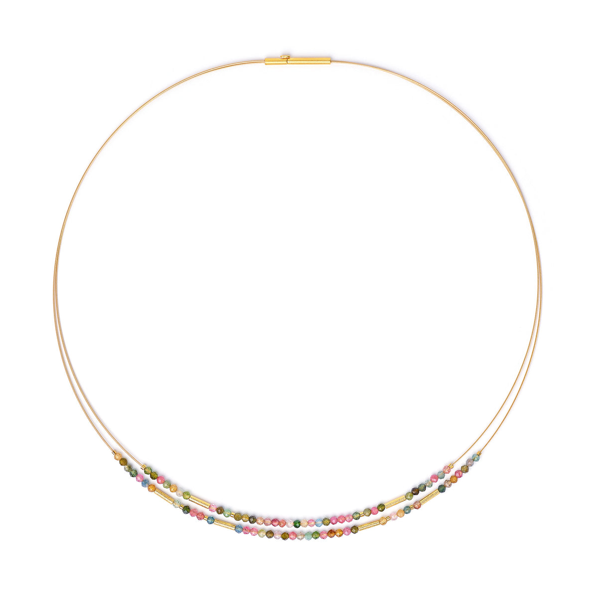 Collier Clenia von BERND WOLF aus 24-Karat-goldplattiertem Sterlingsilber mit Turmalin, Designlinie Cleopatra.
