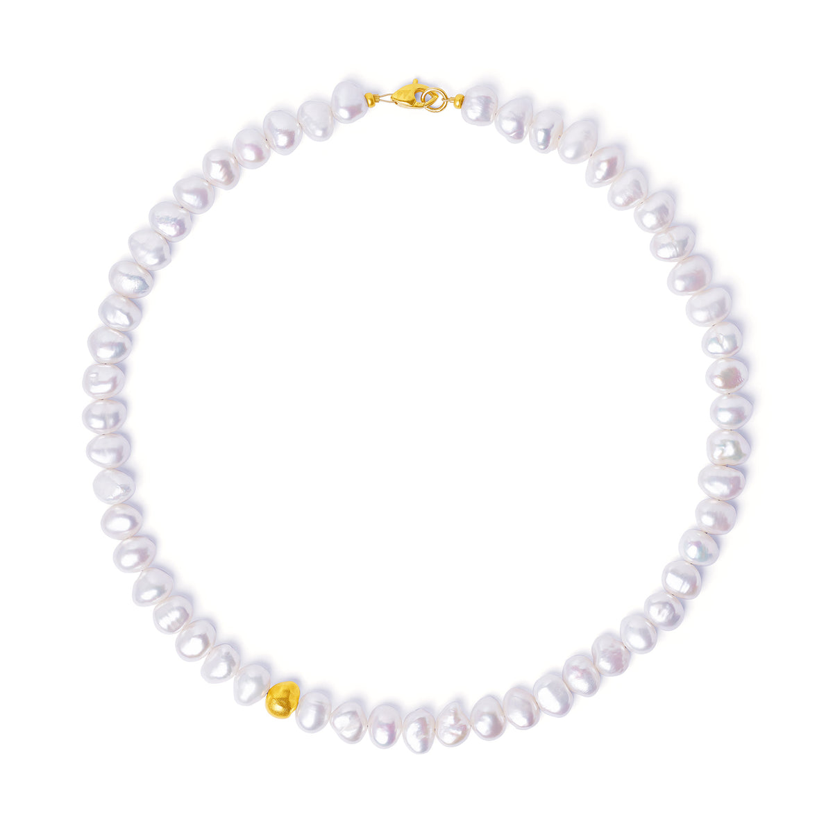 Halskette Uno von BERND WOLF aus 24-Karat-goldplattiertem Sterlingsilber mit Süßwasserperle, Designlinie Basics.