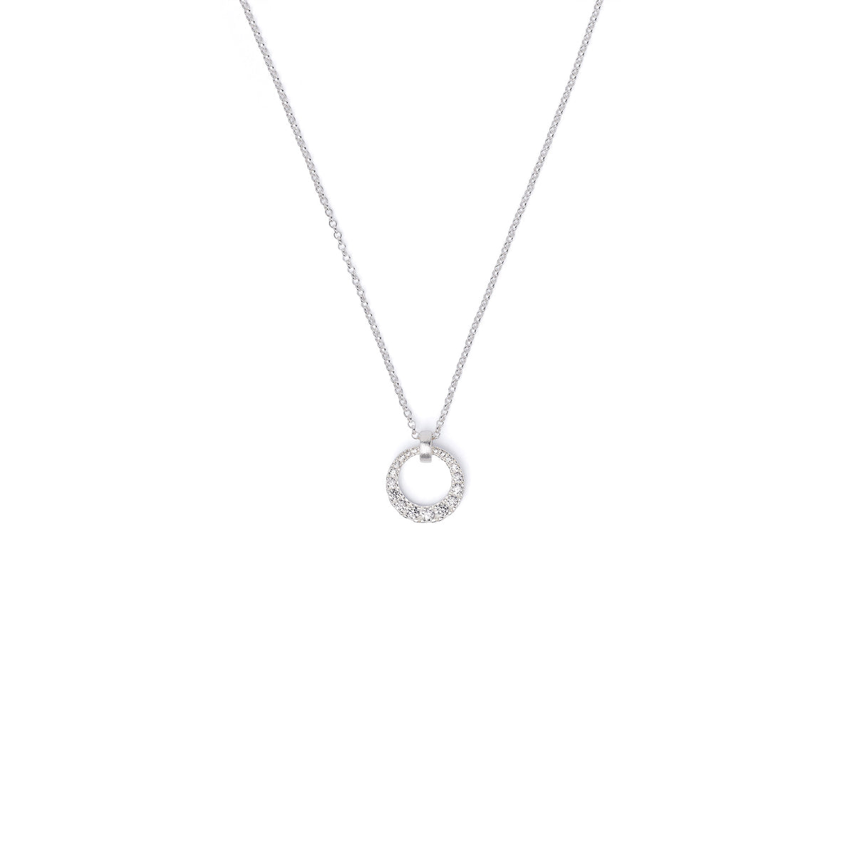 Kette mit Anhänger Croissant von BERND WOLF aus 925er Sterlingsilber mit Zirkonia, Designlinie Sun&Moon.