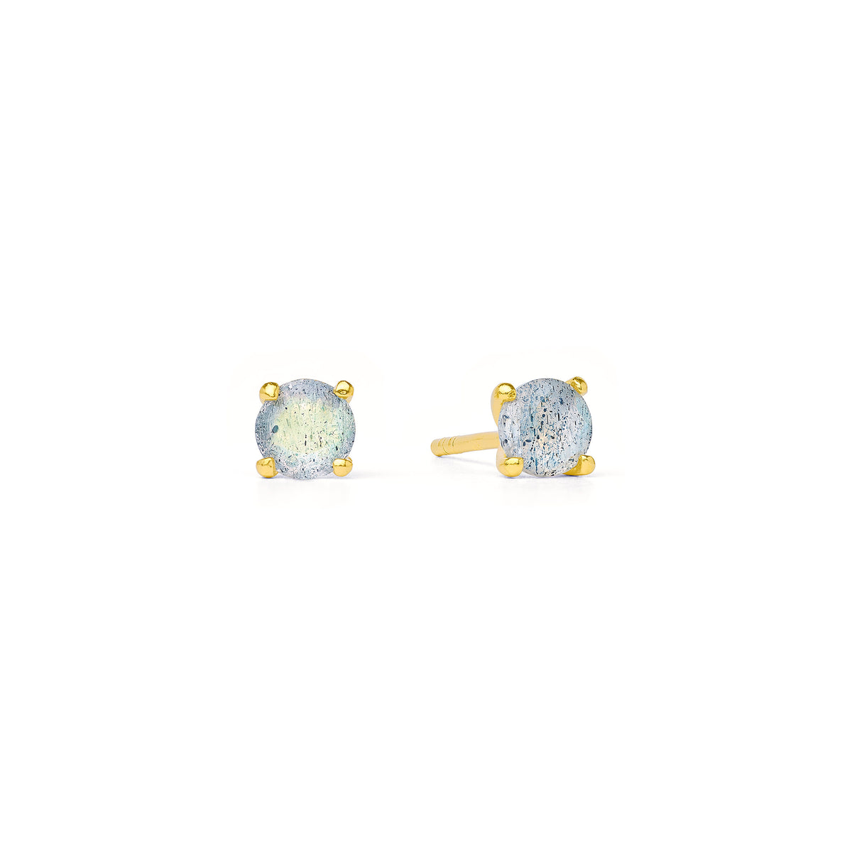 Ohrstecker Brilliana von BERND WOLF aus 24-Karat-goldplattiertem Sterlingsilber mit Labradorit, Designlinie Brilliana.