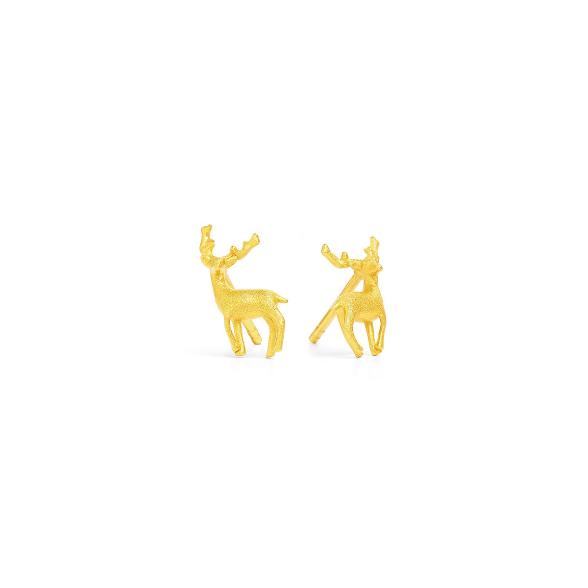 Ohrstecker Goldhirsch von BERND WOLF aus 24-Karat-goldplattiertem Sterlingsilber, Designlinie Bergwelt.