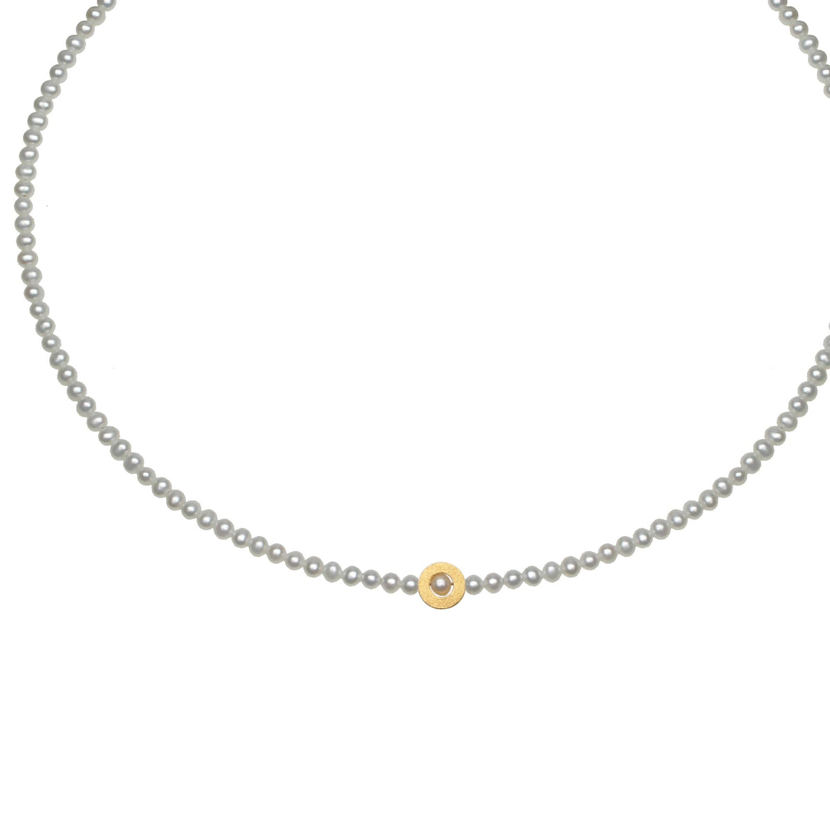 Halskette Uni von BERND WOLF aus 24-Karat-goldplattiertem Sterlingsilber mit Süßwasserperle, Designlinie Basics.