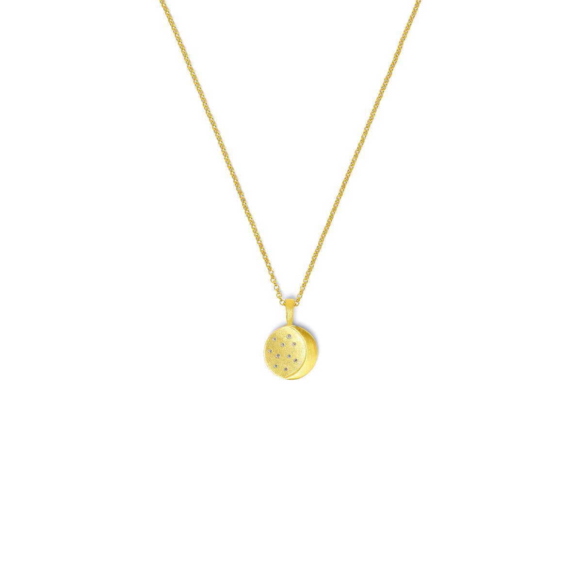 Kette mit Anhänger Luna von BERND WOLF aus 24-Karat-goldplattiertem Sterlingsilber mit Zirkonia, Designlinie Sun&Moon.