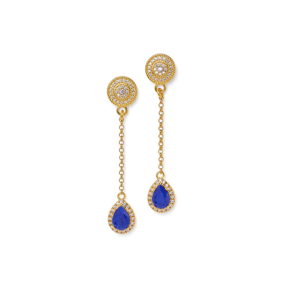 Ohrhänger Antonella von BERND WOLF aus 24-Karat-goldplattiertem Sterlingsilber mit Lapislazuli, Designlinie Aqua.