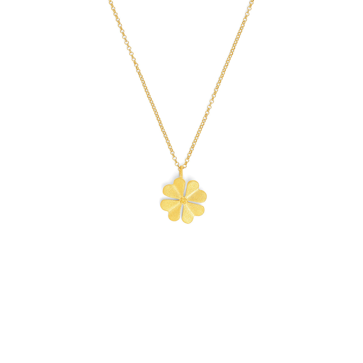 Kette mit Anhänger Kleeniko von BERND WOLF aus 24-Karat-goldplattiertem Sterlingsilber, Designlinie Glücksbringer.