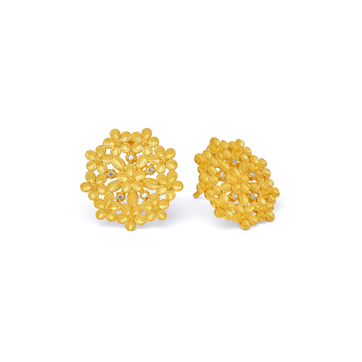 Ohrstecker Cerisola von BERND WOLF aus 24-Karat-goldplattiertem Sterlingsilber mit Zirkonia, Designlinie Flowertimes.