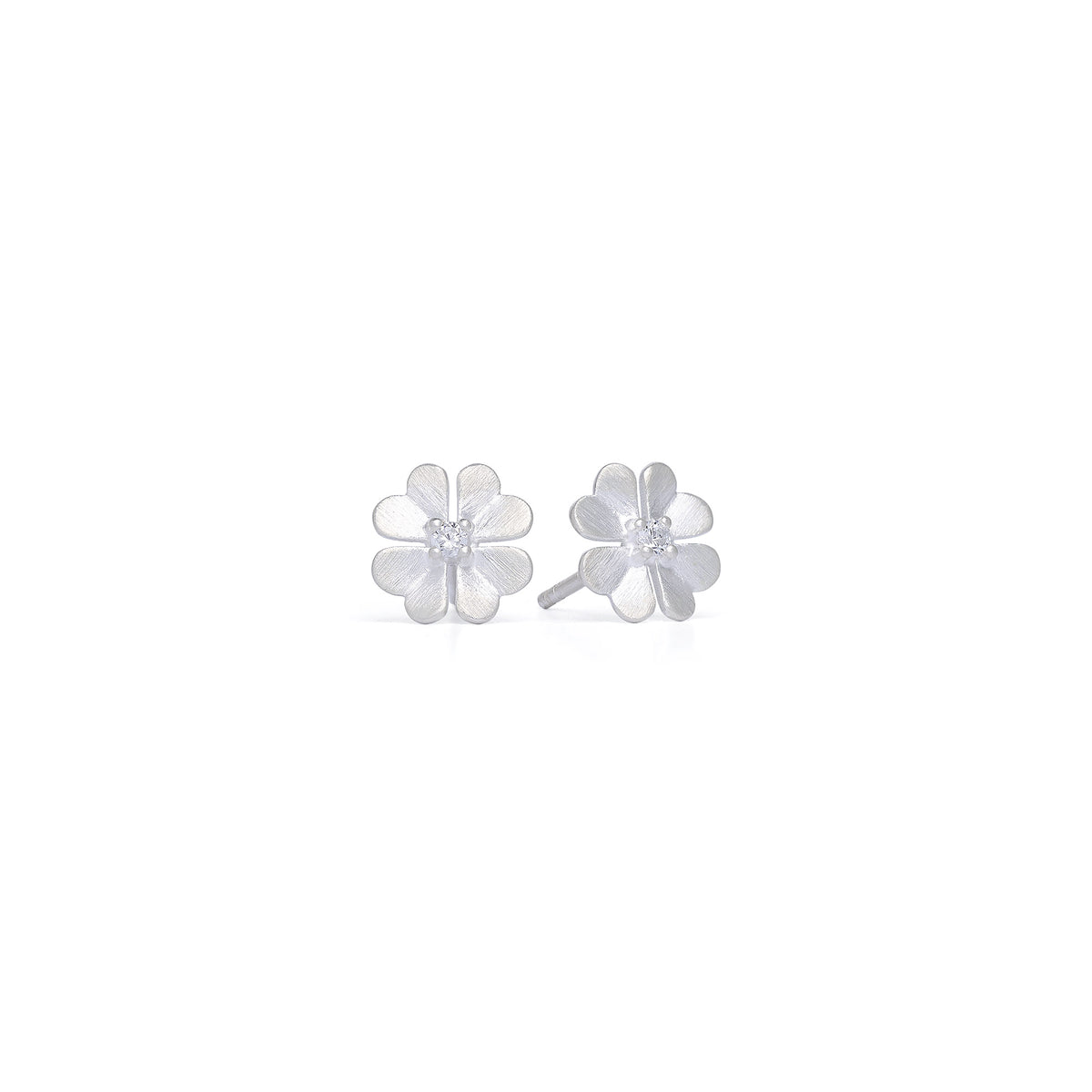 Ohrstecker Kleesia von BERND WOLF aus 925er Sterlingsilber mit Zirkonia, Designlinie Glücksbringer.