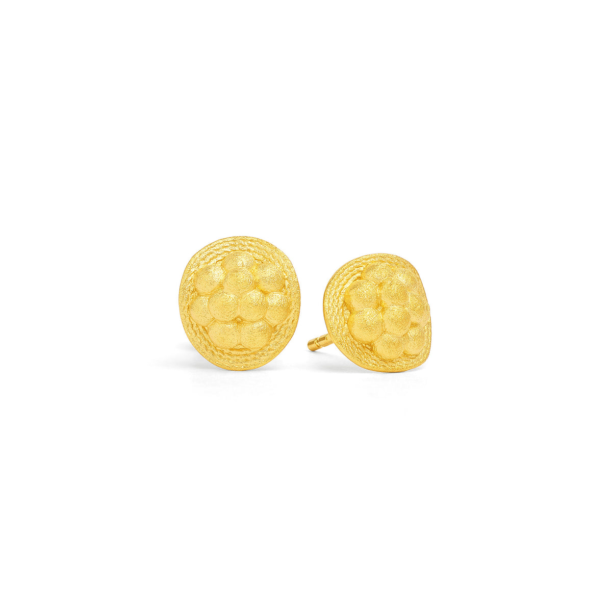 Ohrstecker Bollenhut von BERND WOLF aus 24-Karat-goldplattiertem Sterlingsilber, Designlinie Bergwelt.