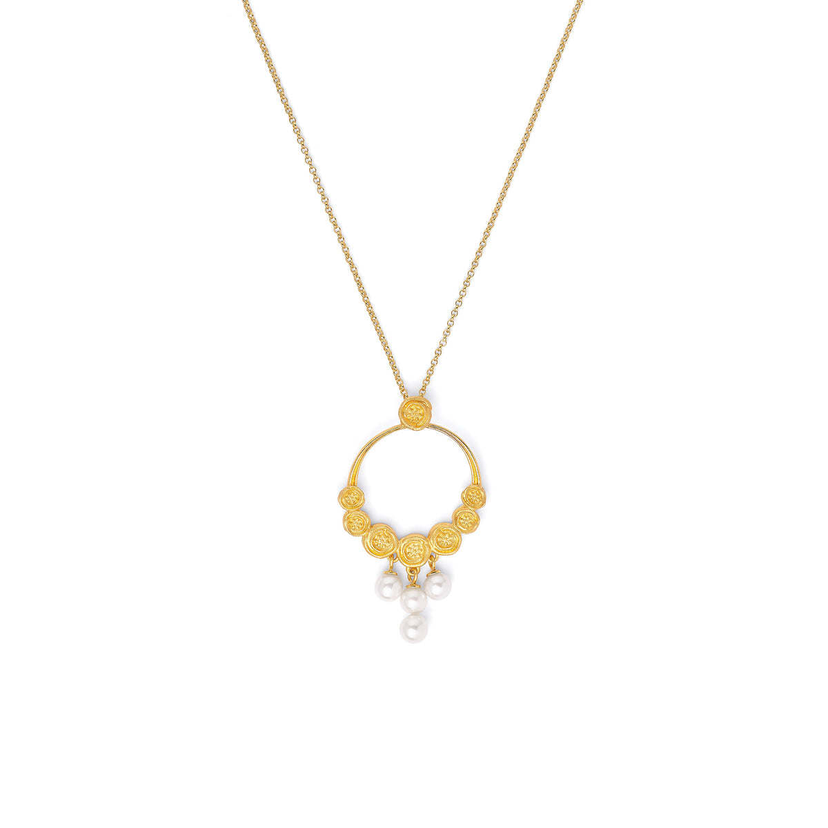Kette mit Anhänger Rosanna von BERND WOLF aus 24-Karat-goldplattiertem Sterlingsilber mit Süßwasserperle, Designlinie Rose.