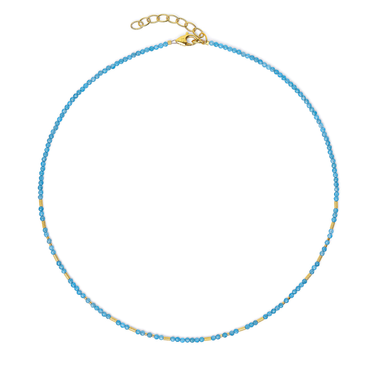 Halskette Tabaci von BERND WOLF aus 24-Karat-goldplattiertem Sterlingsilber mit Apatit, Designlinie Cleopatra.