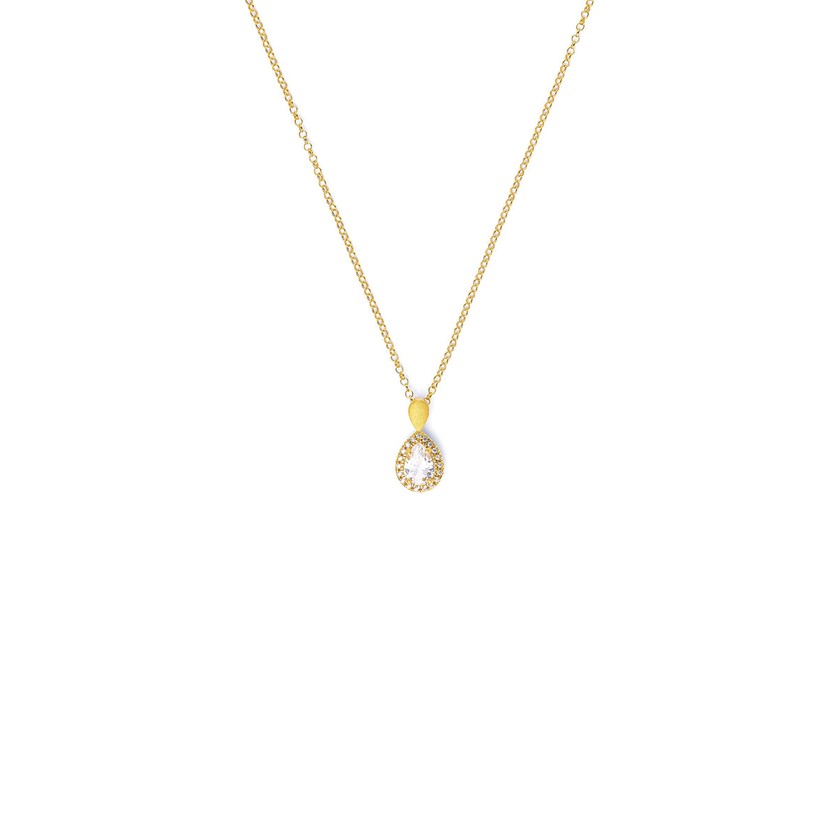 Kette mit Anhänger Antoinette von BERND WOLF aus 24-Karat-goldplattiertem Sterlingsilber mit Zirkonia, Designlinie Aqua.