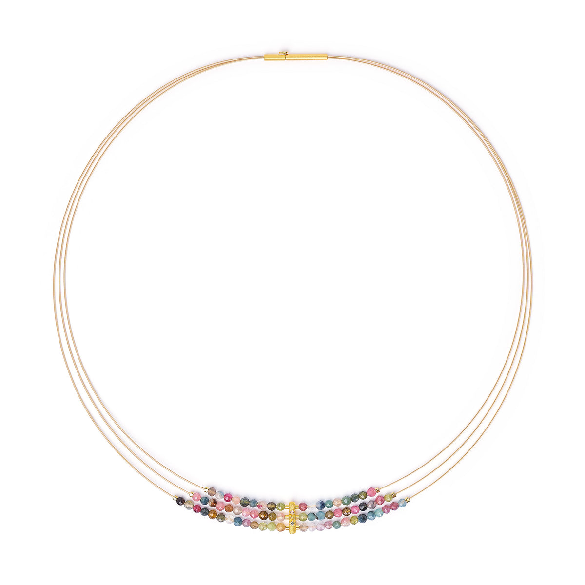 Collier Sentra von BERND WOLF aus 24-Karat-goldplattiertem Sterlingsilber mit Turmalin, Designlinie Sentro.
