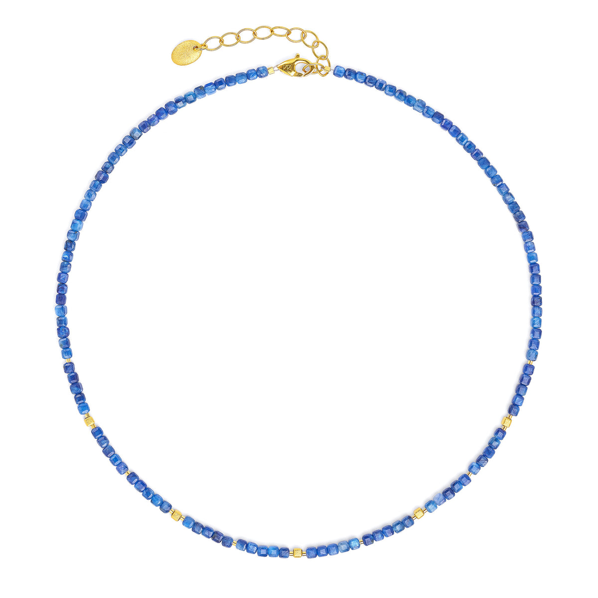 Halskette Cuseno von BERND WOLF aus 24-Karat-goldplattiertem Sterlingsilber mit Kyanit, Designlinie Cubes.