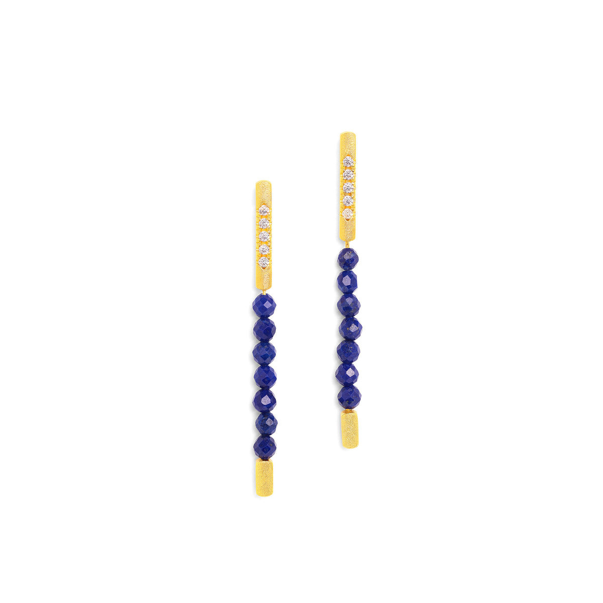 Ohrhänger Senbo von BERND WOLF aus 24-Karat-goldplattiertem Sterlingsilber mit Lapislazuli, Designlinie Sentro.