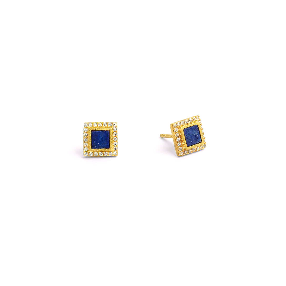 Ohrstecker Brillianis von BERND WOLF aus 24-Karat-goldplattiertem Sterlingsilber mit Lapislazuli, Designlinie Brilliana.