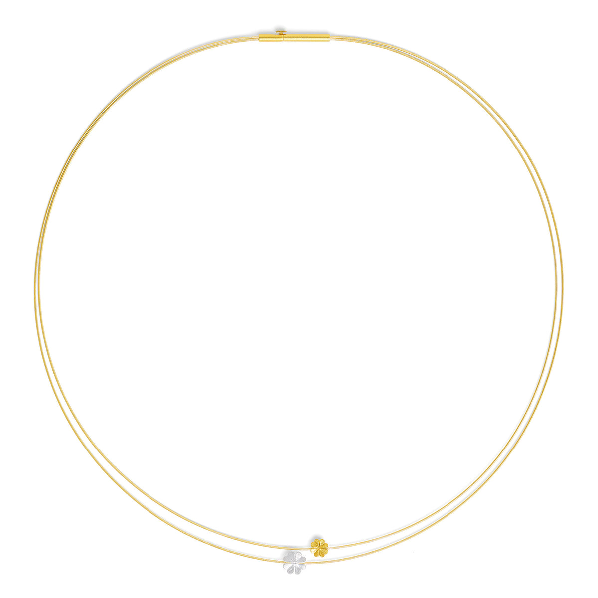 Collier Kleebi von BERND WOLF aus 24-Karat-goldplattiert+versilbert mit Bicolor, Designlinie Glücksbringer.