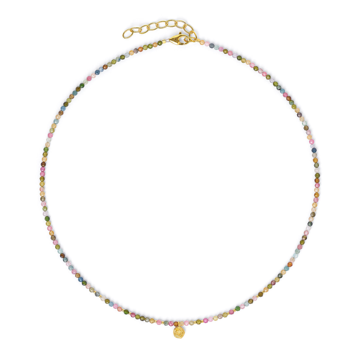 Kette mit Anhänger Rosi von BERND WOLF aus 24-Karat-goldplattiertem Sterlingsilber mit Turmalin, Designlinie Rose.