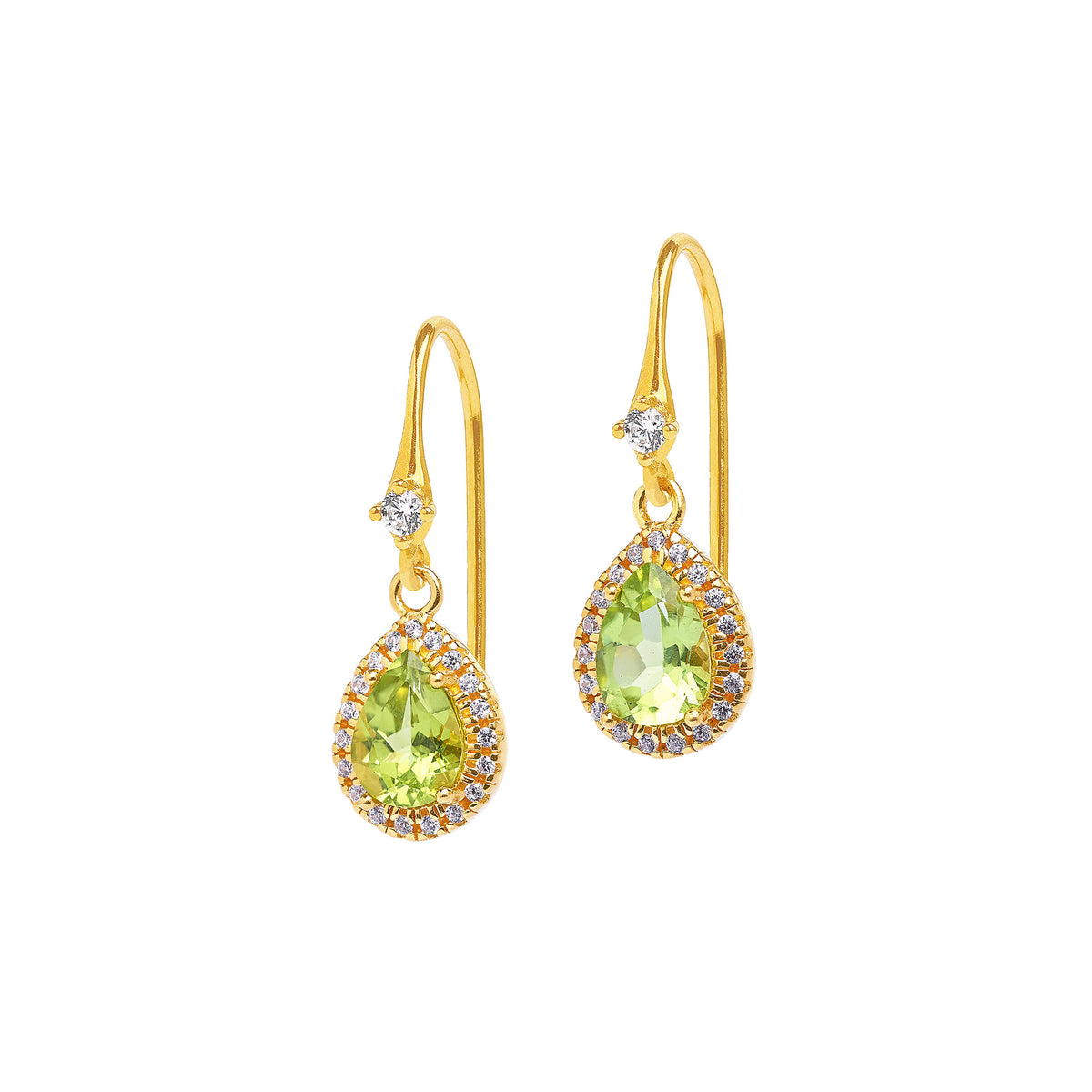 Ohrhänger Marina von BERND WOLF aus 24-Karat-goldplattiertem Sterlingsilber mit Peridot, Designlinie Aqua.