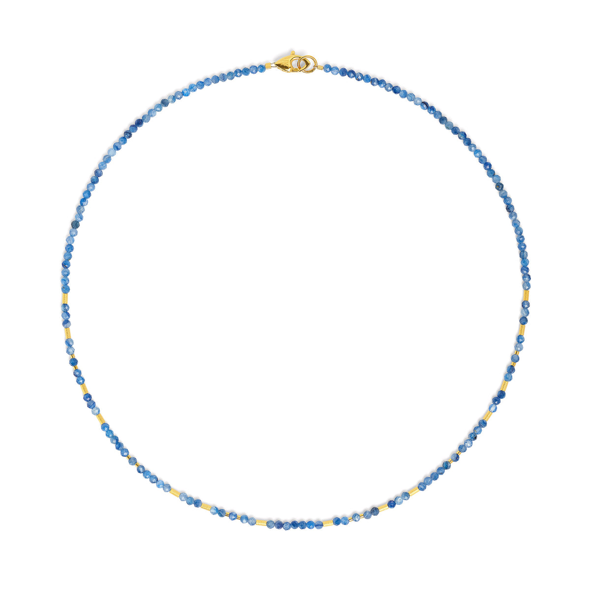 Halskette Tabaci von BERND WOLF aus 24-Karat-goldplattiertem Sterlingsilber mit Kyanit, Designlinie Cleopatra.