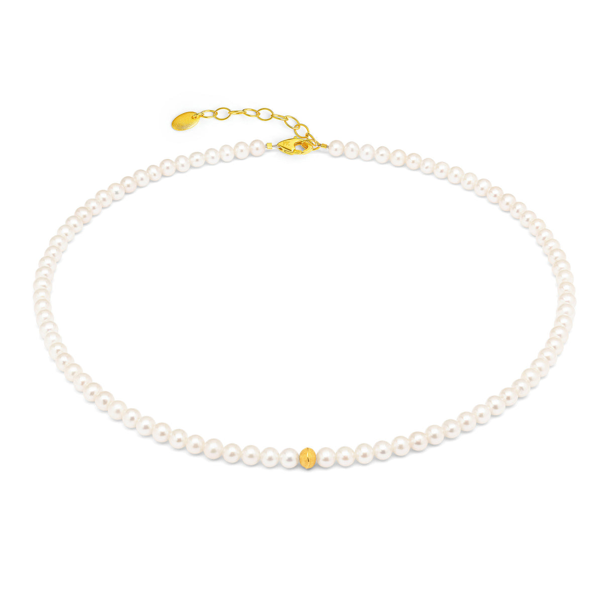 Halskette Lasuna von BERND WOLF aus 24-Karat-goldplattiertem Sterlingsilber mit Süßwasserperle, Designlinie Specials.