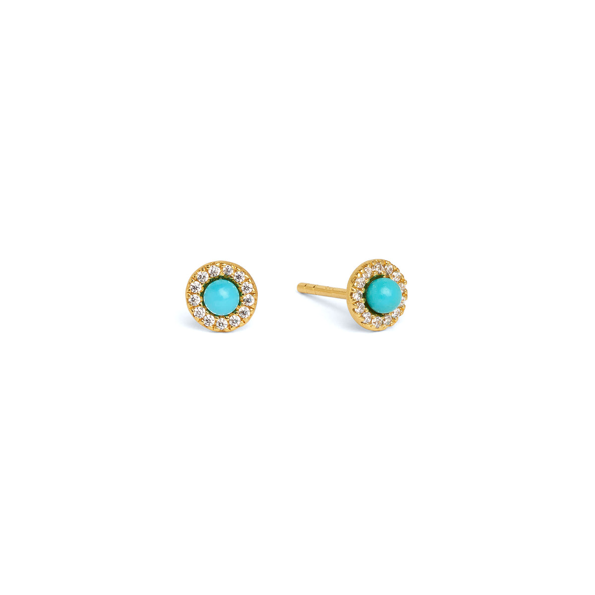 Ohrstecker Arenia von BERND WOLF aus 24-Karat-goldplattiertem Sterlingsilber mit Türkis blau, Designlinie Sparkling Pavé.