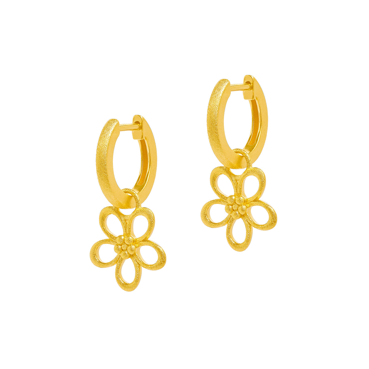 Creolen Cerosi von BERND WOLF aus 24-Karat-goldplattiertem Sterlingsilber, Designlinie Flowertimes.