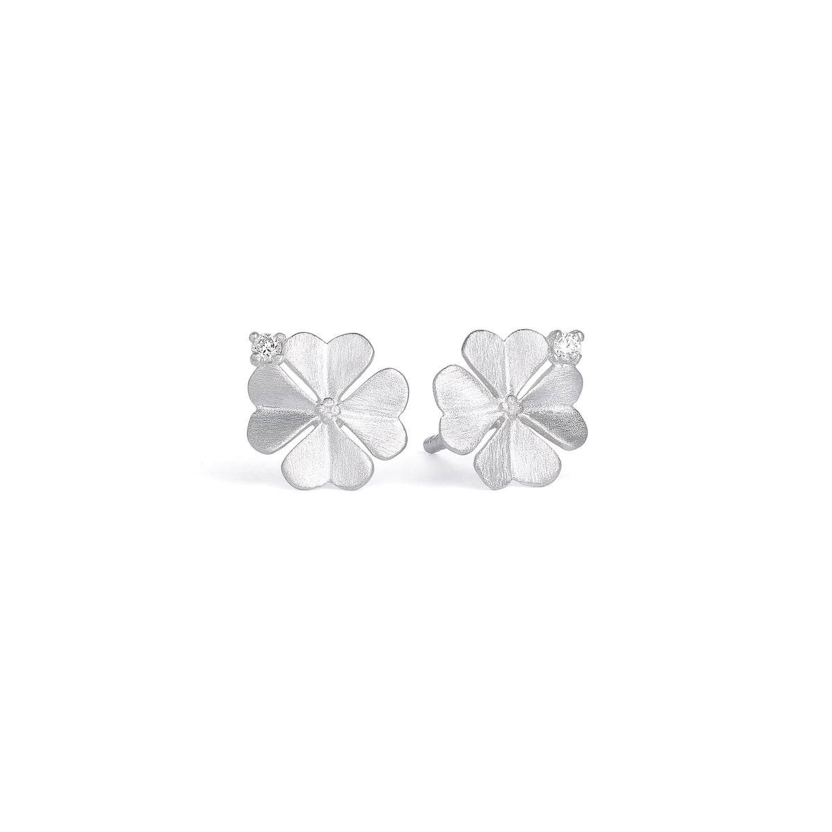 Ohrstecker Kleenias von BERND WOLF aus 925er Sterlingsilber mit Zirkonia, Designlinie Glücksbringer.