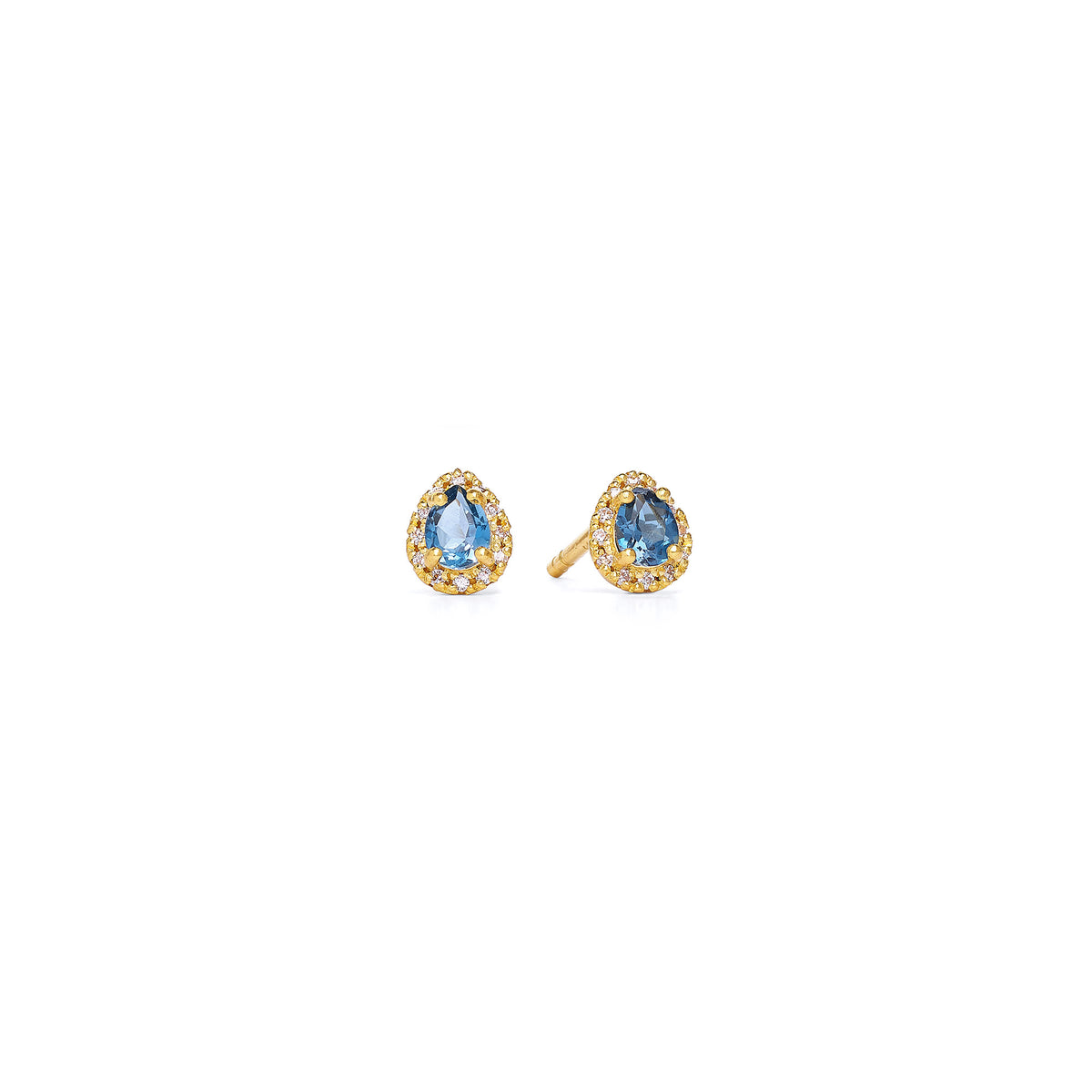 Ohrstecker Antini von BERND WOLF aus 24-Karat-goldplattiertem Sterlingsilber mit Topas blau, Designlinie Aqua.
