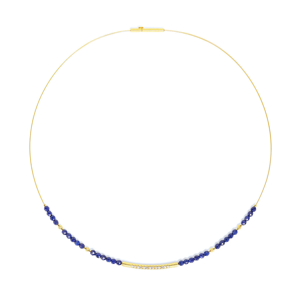 Collier Senbo von BERND WOLF aus 24-Karat-goldplattiertem Sterlingsilber mit Lapislazuli, Designlinie Sentro.