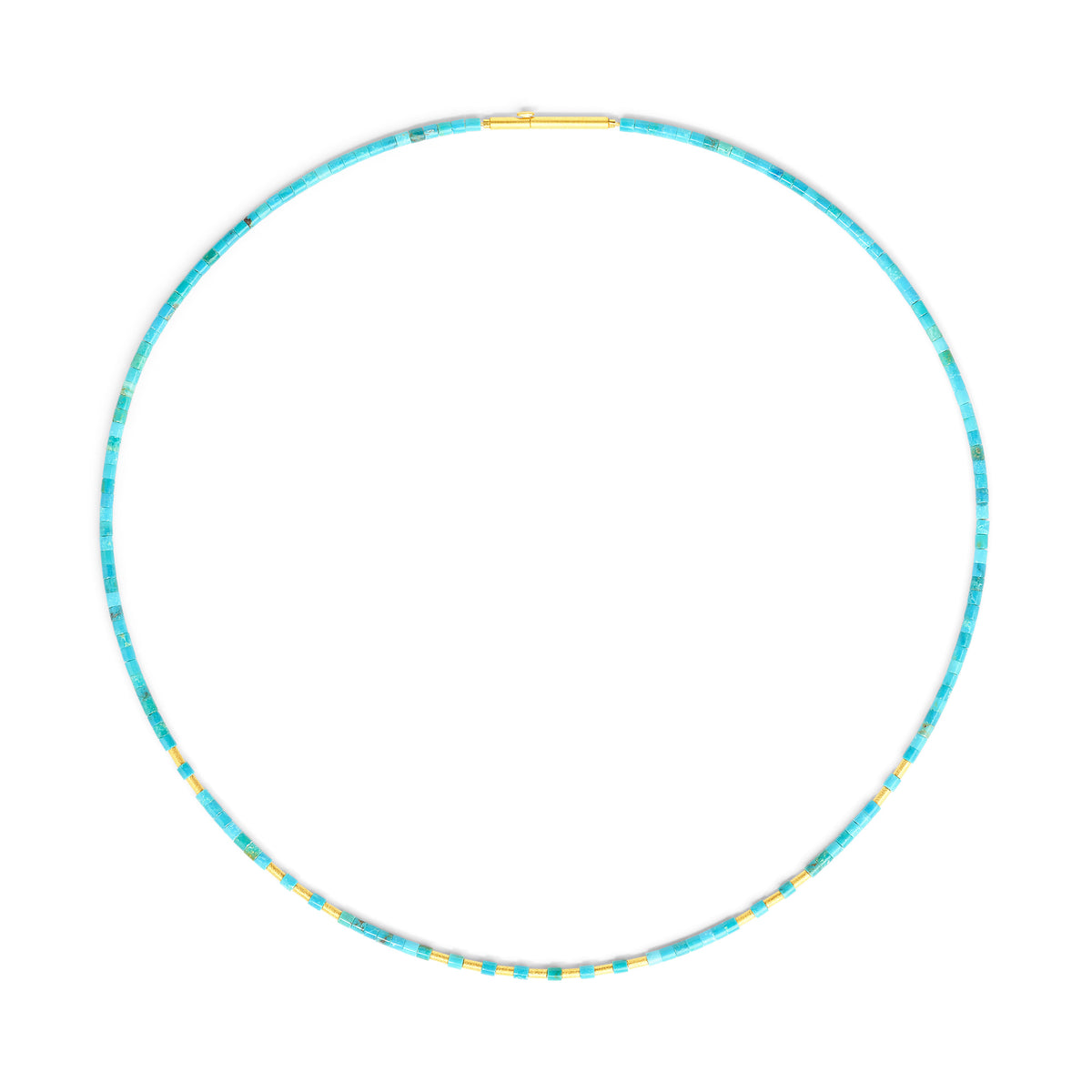 Collier Reinati von BERND WOLF aus 24-Karat-goldplattiertem Sterlingsilber mit Türkis blau, Designlinie Cleopatra.