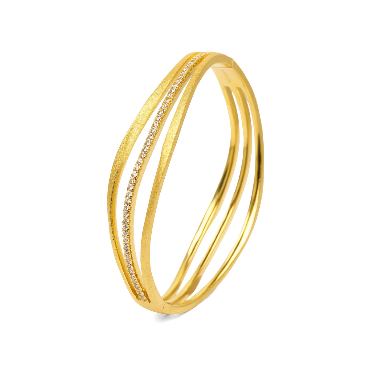 Armreif Sentro von BERND WOLF aus 24-Karat-goldplattiertem Sterlingsilber mit Zirkonia, Designlinie Sentro.