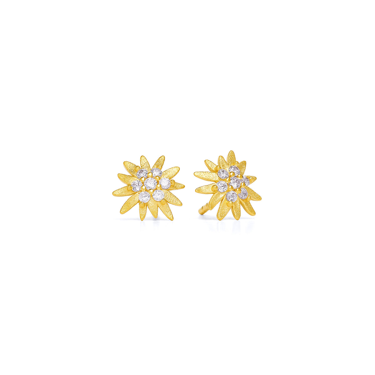 Ohrstecker Almi von BERND WOLF aus 24-Karat-goldplattiertem Sterlingsilber mit Zirkonia, Designlinie Bergwelt.