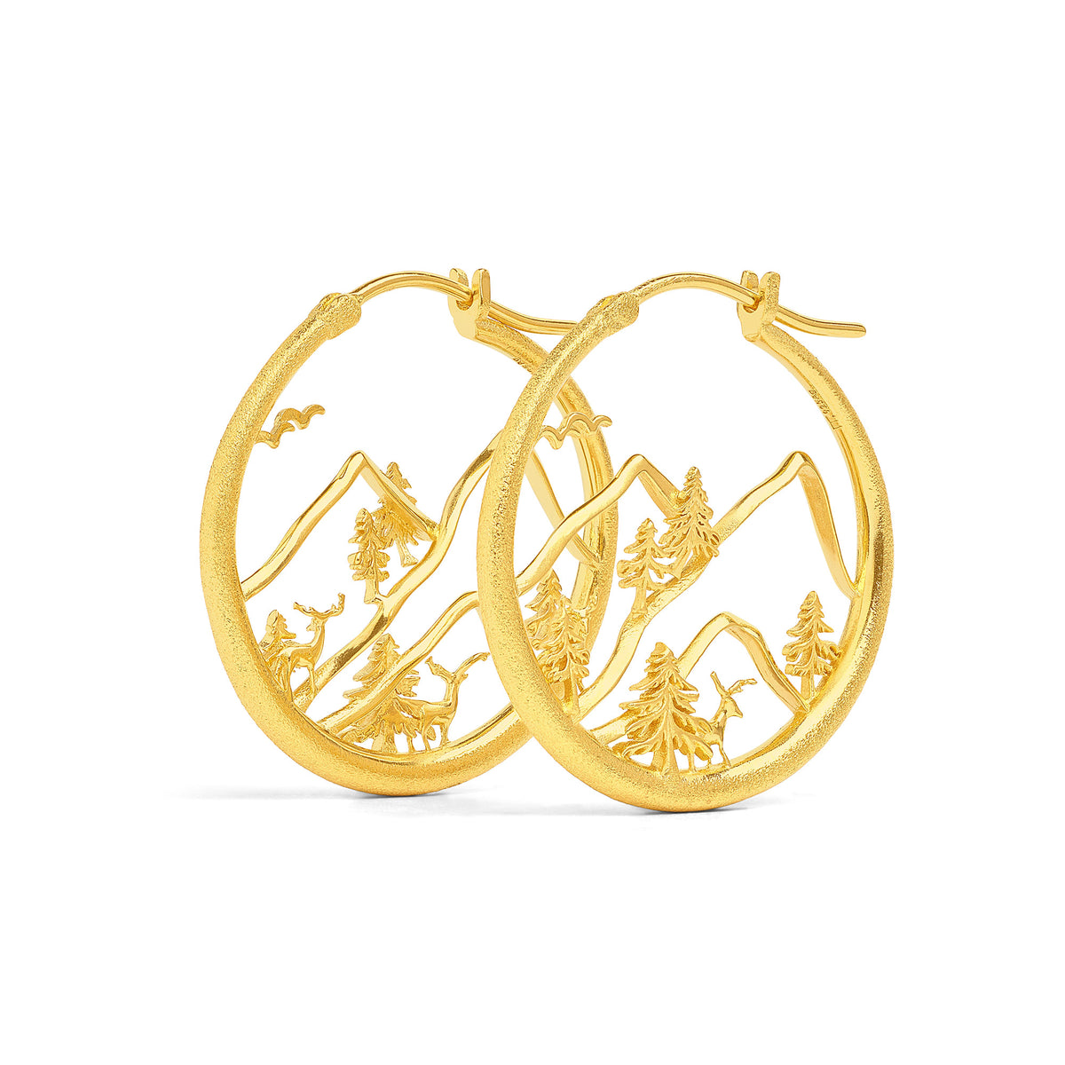 Creolen Bergwelt von BERND WOLF aus 24-Karat-goldplattiertem Sterlingsilber, Designlinie Bergwelt.