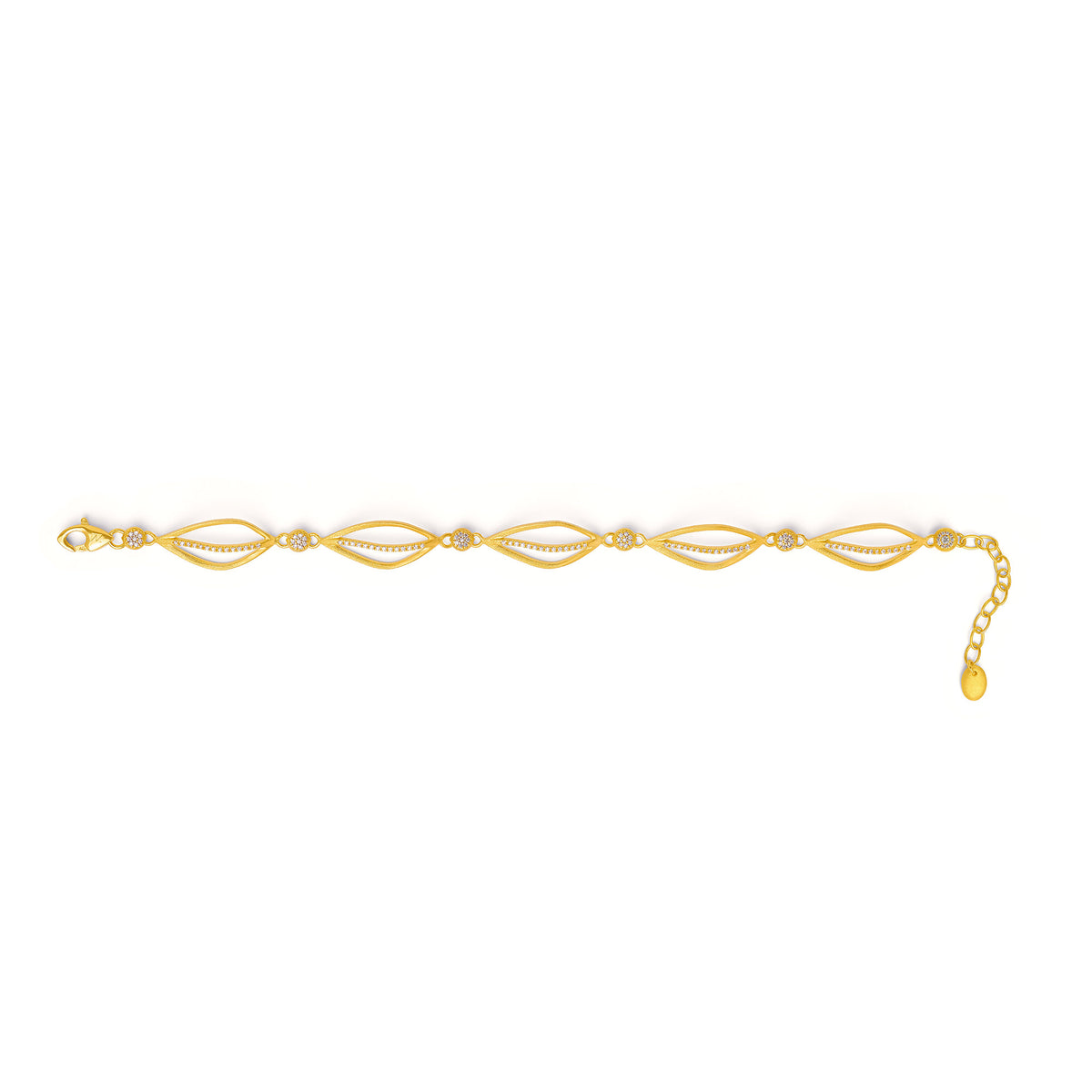 Armkette Swingaround von BERND WOLF aus 24-Karat-goldplattiertem Sterlingsilber mit Zirkonia, Designlinie Swing.