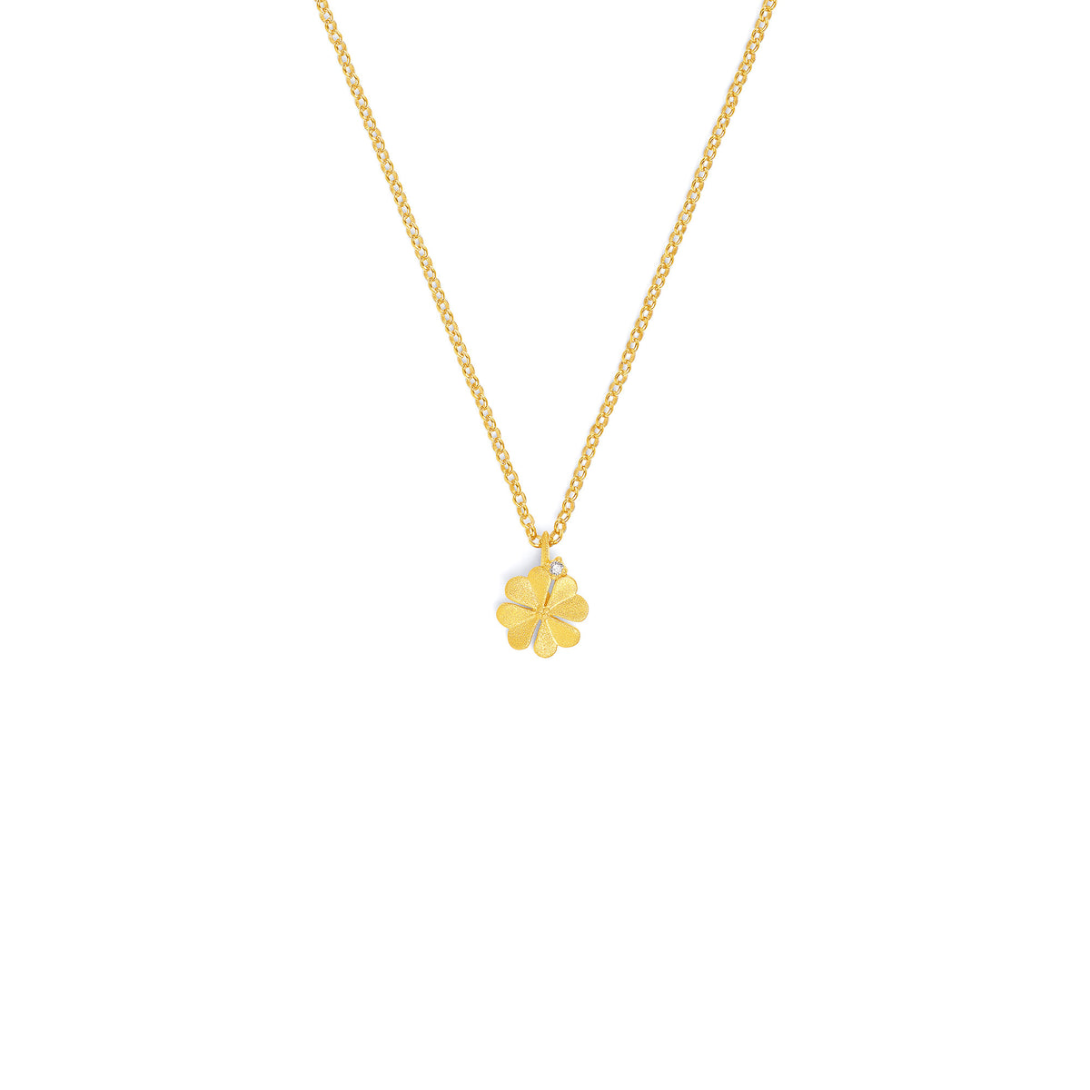 Kette mit Anhänger Kleenias von BERND WOLF aus 24-Karat-goldplattiertem Sterlingsilber mit Zirkonia, Designlinie Glücksbringer.