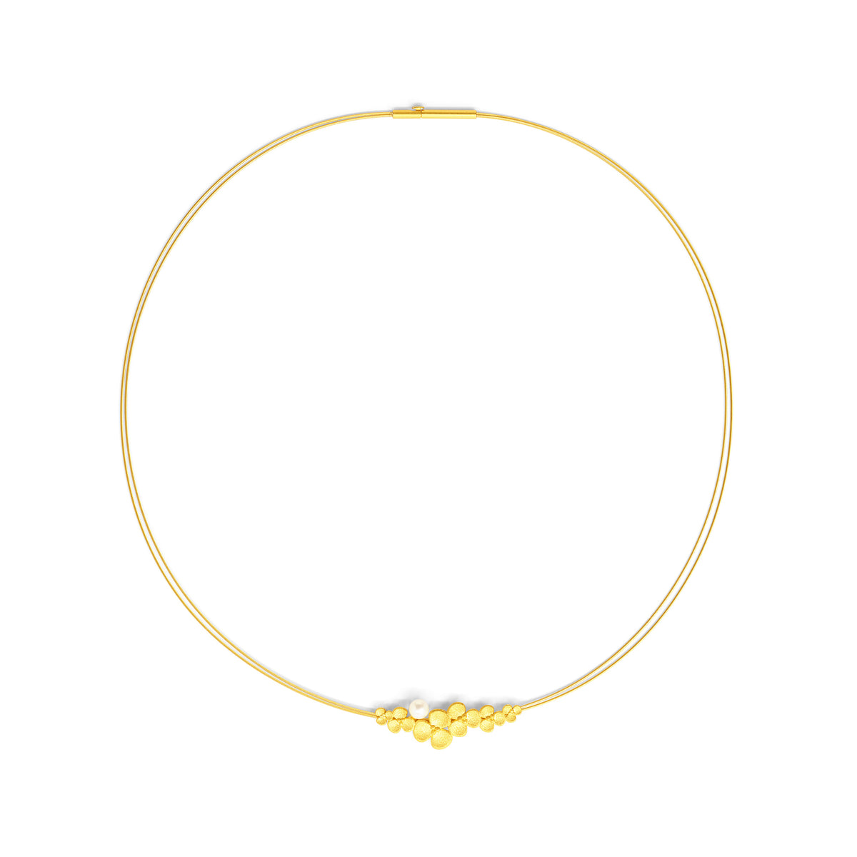 Collier Lentje von BERND WOLF aus 24-Karat-goldplattiertem Sterlingsilber mit Süßwasserperle, Designlinie Flowertimes.