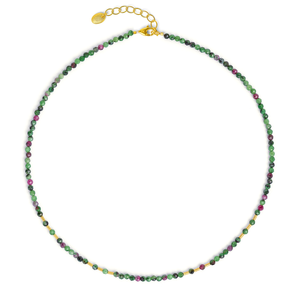 Halskette Cletra von BERND WOLF aus 24-Karat-goldplattiertem Sterlingsilber mit Rubin-Zoisit, Designlinie Cleopatra.