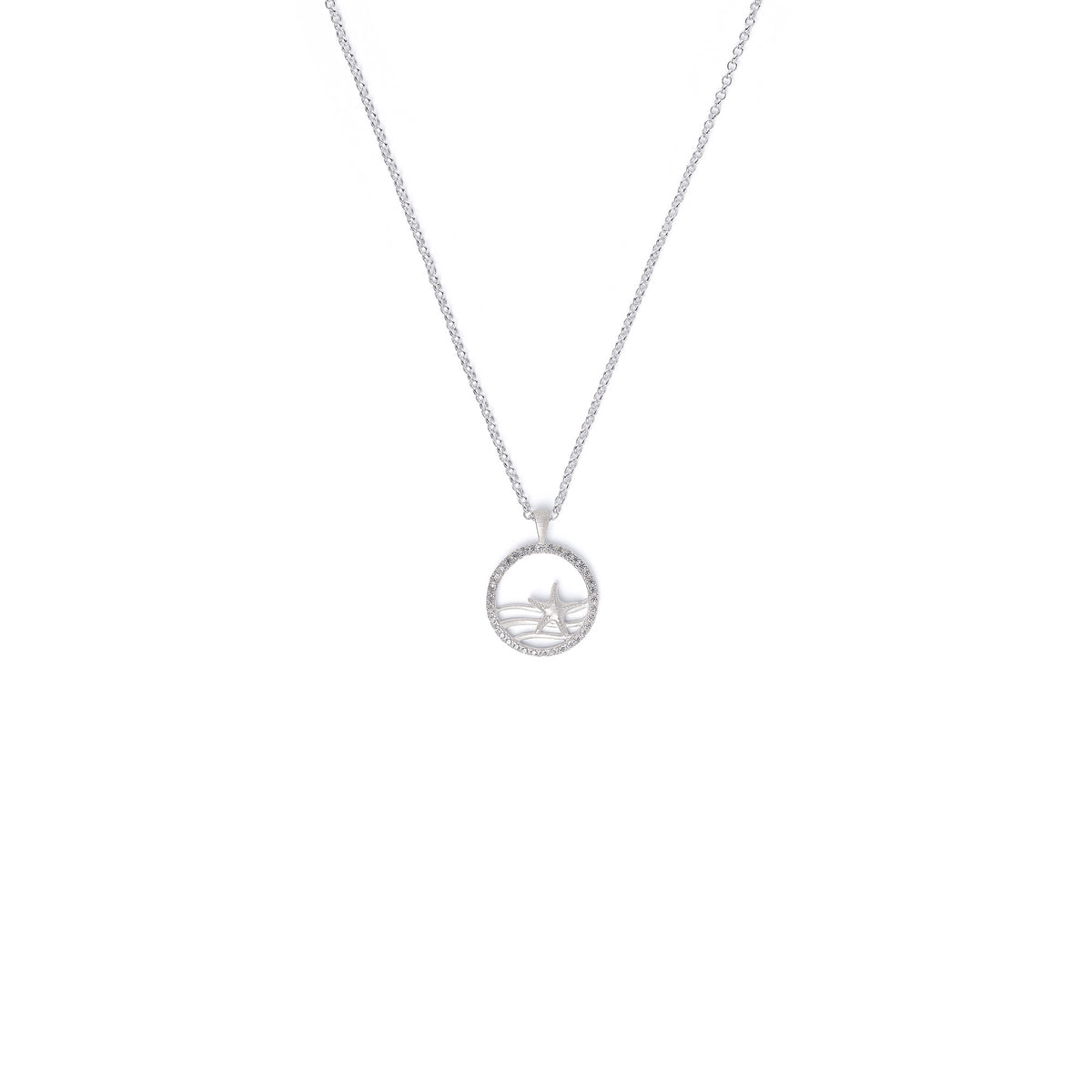 Kette mit Anhänger Seastar von BERND WOLF aus 925er Sterlingsilber mit Zirkonia, Designlinie Maritim.